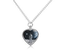FodPand Astronaut on Moon Pet Memorial Necklace for Ashes Waterproof Cremation Jewelry for Men Women Adjustable Pet Urn Pendant with Filling Kit Keepsake Gift for Loss of Dog Cat