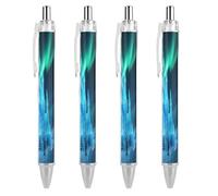 FodPand Aurora Ice Castle Ballpoint Pens Fine Point Smooth Writing Pen Retractable Ball Point Pens 0.5mm Black Ink Pen Office Supplies Gifts for Men Women 4 PCS