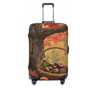 FodPand Autumn Fall Harvest Maple Travel Luggage Cover Elastic Suitcase Cover Protector Anti-Scratch Luggage Protector Universal Washable Travel Sleeve Baggage Case Fits 18-32 Inch Suitcase, Black, L