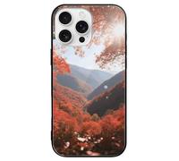 FodPand Autumn Red Leaf Valley Phone Case for iPhone 16 Tempered Glass Hard Phone Protective Cover Anti-Scratch Shockproof Minimalist Aesthetic Case for Women & Men