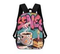 FodPand Backpack 17 Inch Laptop Backpack Water Resistant Bookbag Doodle Style Coffee Cake Large Capacity Travel Bag
