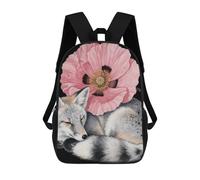FodPand Backpack 17 Inch Laptop Backpack Water Resistant Bookbag Fox Flower on Black Background Large Capacity Travel Bag
