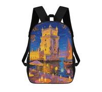 FodPand Backpack 17 Inch Laptop Backpack Water Resistant Bookbag Lisbon Belem Tower Large Capacity Travel Bag