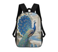 FodPand Backpack 17 Inch Laptop Backpack Water Resistant Bookbag Vintage Blue Elegant Colorful Peacock Large Capacity Travel Bag