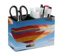FodPand Balloon Adventure PU Leather Square Pens Pencils Holder,Multifunctional Remote Control Eyeglass Holder Pencil Case Office Accessories Container Box for Desk Double Compartments