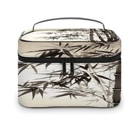FodPand Bamboo Tree Image Chinese Calligraphy Makeup Bag for Women Lightweight Travel Toiletry Bag with Handle Portable Waterproof Cosmetics Storage Bags Fashion Large Makeup Case Organizer