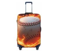 FodPand Baseball on Fire Travel Luggage Cover Elastic Suitcase Cover Protector Anti-Scratch Luggage Protector Universal Washable Travel Sleeve Baggage Case Fits 18-32 Inch Suitcase, Black, M