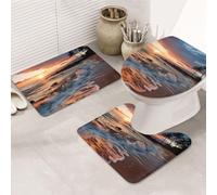 FodPand Beach Maui Hawaii Sunset Sea Waves Clouds Bathroom Rug Sets 3 Piece Home Decor