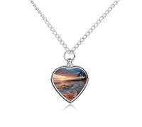 FodPand Beach Maui Hawaii Sunset Sea Waves Clouds Heart Urn Necklace for Ashes Pendant Personalized Pet Cremation Jewelry Memorial Necklace Keepsake Jewelry Urn Locket Pendant for Pet Lovers & Gift