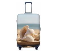 FodPand Beach Ocean Seashells Travel Luggage Cover Elastic Suitcase Cover Protector Anti-Scratch Luggage Protector Universal Washable Travel Sleeve Baggage Case Fits 18-32 Inch Suitcase, Black, XL