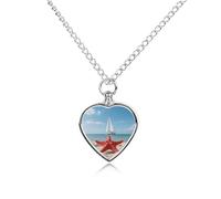 FodPand Beach Starfish Lighthouse Pet Memorial Necklace for Ashes Waterproof Cremation Jewelry for Men Women Adjustable Pet Urn Pendant with Filling Kit Keepsake Gift for Loss of Dog Cat