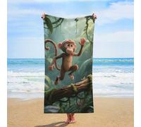 FodPand Beach Towel Running Monkey Quick Dry Bath Towels Lightweight Sand Free Pool Bath Shower Towels 31X63 Oversized Beach Blanket for Swimming Travel Favors Birthday Vacation Gift