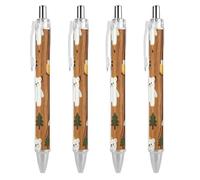FodPand Bear Honey Brown Ballpoint Pens Fine Point Smooth Writing Pen Retractable Ball Point Pens 0.5mm Black Ink Pen Office Supplies Gifts for Men Women 4 PCS
