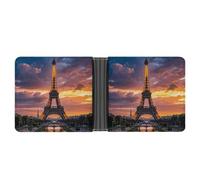 FodPand Beautiful Eiffel Tower Paris Wallet for Men Leather Bifold Wallet Front Pocket Wallets Card Holder Wallets Money Clip