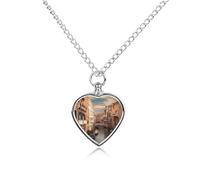 FodPand Beautiful Venice Canal View Urn Necklace for Ashes Personalized Pet Cremation Jewelry Dogs Cats Remembrance Jewelry Heart Shaped Urn Pendant for Puppy Pet Memorial Keepsake Jewelry