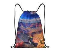 FodPand Beauty Grand Canyon Drawstring Backpack Sports Gym Sackpack Waterproof Swim Bag Men Women Draw String Bag, Black, S