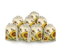 FodPand Bees Sunflowers Drawstring Pouch Small Gift Bags 8-Pack | 6.7x4.9 In Reusable Empty Gift Pouches, Washable & Portable Drawstring jewelry Pouches Sachet Bags for Storage Travel Jewelry