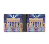 FodPand Berlin Brandenburg Gate Fountain Wallet for Men Leather Bifold Wallet Front Pocket Wallets Card Holder Wallets Money Clip