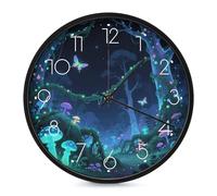 FodPand Bioluminescent Fantasy Forest Silent Non-Ticking Wall Clock 10 Inch Modern Round Clock for Living Room, Kitchen, Bedroom, Office, Decorative Clocks with Easy Read Numbers
