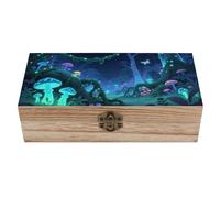 FodPand Bioluminescent Fantasy Forest Wooden Storage Box Keepsake Gift Box Handmade Jewelry Storage Chest with Hinged Lock Vintage Decorative Memory Boxes Organizer for Home Office, Wedding Gift