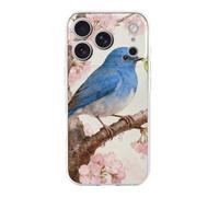 FodPand Birds on Cherry Blossom Tree Phone Case for iPhone 17 TPU Hard Phone Protective Cover Anti-Scratch Shockproof Minimalist Aesthetic Case for Women & Men Transparent