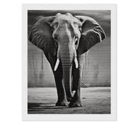 FodPand Black and White Elephant Diamond Painting Kits for Adults Beginner 5D Round Drill Full Diamonds Pictures Gem Art Kits Crafts Gift DIY Diamond Art Kits for Home Wall Decor 16"x20"