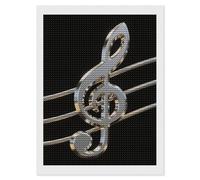 FodPand Black and White Musical Notes Diamond Painting Kits for Adults Beginner 5D Round Drill Full Diamonds Pictures Gem Art Kits Crafts Gift DIY Diamond Art Kits for Home Wall Decor 12"x16"