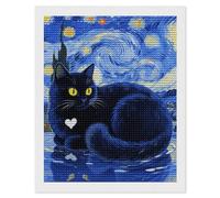 FodPand Black Cat Diamond Painting Kits for Adults Beginner 5D Round Drill Full Diamonds Pictures Gem Art Kits Crafts Gift DIY Diamond Art Kits for Home Wall Decor 16"x20"
