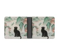 FodPand Black Cat Watch Dragonfly Wallet for Men Leather Bifold Wallet Front Pocket Wallets Card Holder Wallets Money Clip