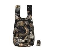 FodPand Black Chinese Dragon Travel Backpack 16l Lightweight Foldable Hiking Daypack Waterproof Travel Rucksack For Women Men