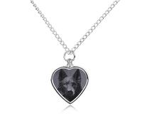 FodPand Black German Shepherd Heart Urn Necklace for Ashes Pendant Personalized Pet Cremation Jewelry Memorial Necklace Keepsake Jewelry Urn Locket Pendant for Pet Lovers & Gift