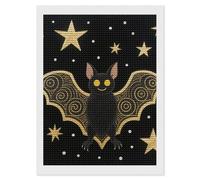 FodPand Black Gloden Bat Diamond Painting Kits for Adults Beginner 5D Round Drill Full Diamonds Pictures Gem Art Kits Crafts Gift DIY Diamond Art Kits for Home Wall Decor 12"x16"
