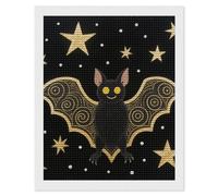 FodPand Black Gloden Bat Diamond Painting Kits for Adults Beginner 5D Round Drill Full Diamonds Pictures Gem Art Kits Crafts Gift DIY Diamond Art Kits for Home Wall Decor 16"x20"