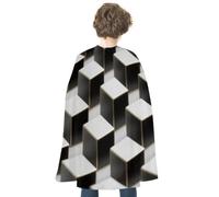 FodPand Black Grey Cubes Halloween Cloak Cosplay Costumes for Adults | Soft Satin Cape Poncho, Wizard/Witch/Vampire/Knight/Royal Roleplay, Spooky Party Favor, Trick or Treat Essential Accessories
