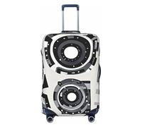 FodPand Black Grey White Parttern Travel Luggage Cover Elastic Suitcase Cover Protector Anti-Scratch Luggage Protector Universal Washable Travel Sleeve Baggage Case Fits 18-32 Inch Suitcase, Black, S