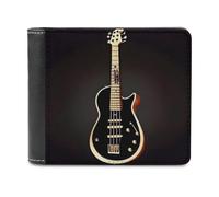 FodPand Black Guitar Leather Wallets for Men Women Credit Card Holder Slim Billfold Wallet with 6 Card Slots