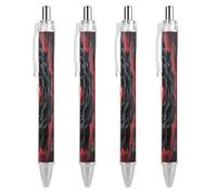 FodPand Black Mandala Heart Ballpoint Pens Fine Point Smooth Writing Pen Retractable Ball Point Pens 0.5mm Black Ink Pen Office Supplies Gifts for Men Women 4 PCS
