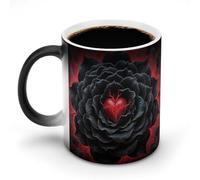FodPand Black Mandala Heart Color Changing Mugs Funny Heat Sensitive Ceramic Coffee Mugs Temperature Changing Mug Novelty Magic Cup Gift for Coffee Lover 11 Oz