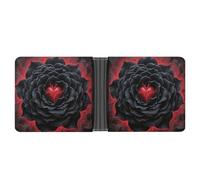 FodPand Black Mandala Heart Wallet for Men Leather Bifold Wallet Front Pocket Wallets Card Holder Wallets Money Clip