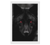 FodPand Black Red Eyed Wolf Diamond Painting Kits for Adults Beginner 5D Round Drill Full Diamonds Pictures Gem Art Kits Crafts Gift DIY Diamond Art Kits for Home Wall Decor 8"x12"