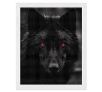 FodPand Black Red Eyed Wolf Diamond Painting Kits for Adults Beginner 5D Round Drill Full Diamonds Pictures Gem Art Kits Crafts Gift DIY Diamond Art Kits for Home Wall Decor 16"x20"