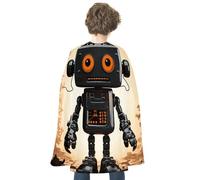 FodPand Black Robot Halloween Cloak Reversible Renaissance Cape Medieval Costume for Cosplay Themed Party Dress Up