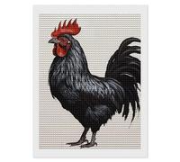 FodPand Black Rooster Diamond Painting Kits for Adults Beginner 5D Round Drill Full Diamonds Pictures Gem Art Kits Crafts Gift DIY Diamond Art Kits for Home Wall Decor 12"x16"