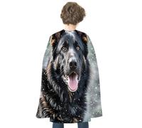 FodPand Black Shepherd Dog Halloween Cape for Women Men Dress Up Accessory | Reversible Red & Personalized Satin Cloak Full Length Cloak Spooky Vampire Witch Cosplay Costume for Christmas, Party, Stage