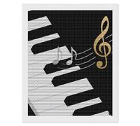 FodPand Black White Music Diamond Painting Kits for Adults Beginner 5D Round Drill Full Diamonds Pictures Gem Art Kits Crafts Gift DIY Diamond Art Kits for Home Wall Decor 16"x20"