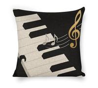 FodPand Black White Music Pillow Covers 18x18 Inch, Farmhouse Linen Pillow Cases for Couch, Double-Sided Decorative Throw Pillow Covers Square Cushion Covers for Living Room Bedroom