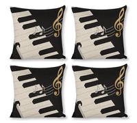 FodPand Black White Music Pillow Covers 18x18 Inch, Farmhouse Linen Pillow Cases for Couch, Double-Sided Decorative Throw Pillow Covers Square Cushion Covers for Living Room Bedroom