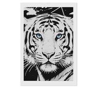 FodPand Black White Tiger Diamond Painting Kits for Adults Beginner 5D Round Drill Full Diamonds Pictures Gem Art Kits Crafts Gift DIY Diamond Art Kits for Home Wall Decor 8"x12"
