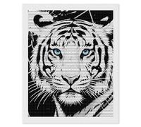 FodPand Black White Tiger Diamond Painting Kits for Adults Beginner 5D Round Drill Full Diamonds Pictures Gem Art Kits Crafts Gift DIY Diamond Art Kits for Home Wall Decor 16"x20"