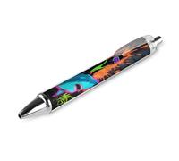FodPand Blacklight Cat Riding Shark Ballpoint Pens Fine Point Smooth Writing Pen Retractable Ball Point Pens 0.5mm Black Ink Pen Office Supplies Gifts for Men Women 1 PCS